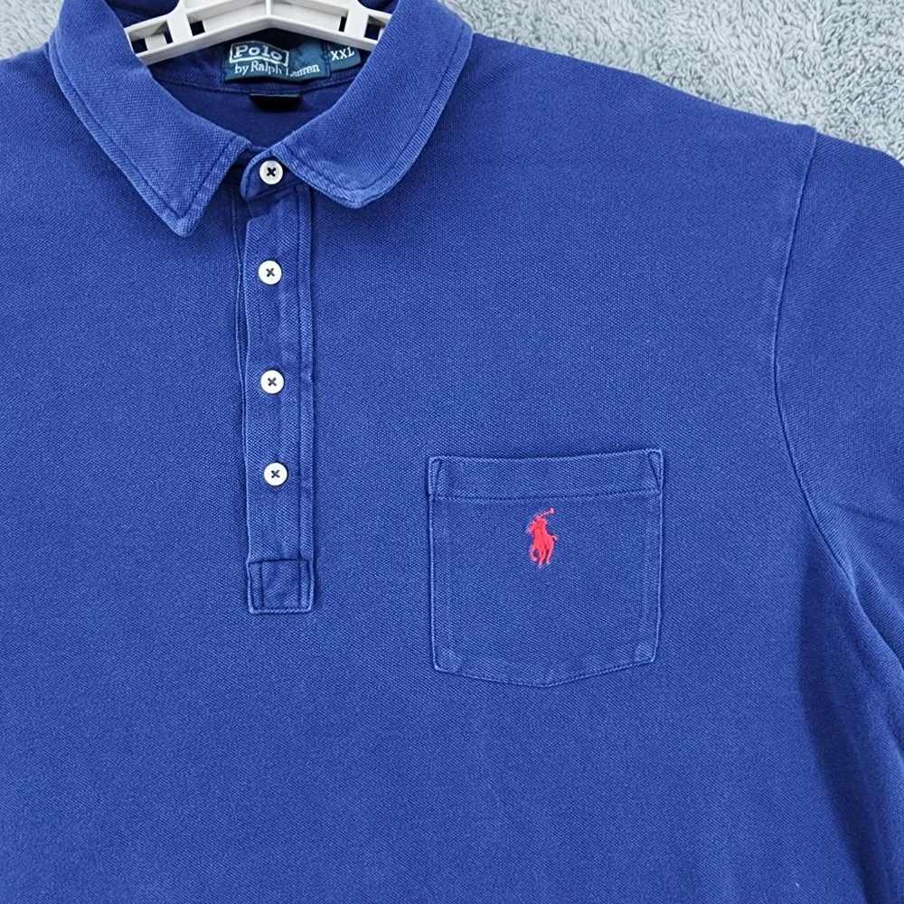 Polo Ralph Lauren Polo Shirt Mens 2XL Blue Chest Pocket Big & Tall Y2K Vintage